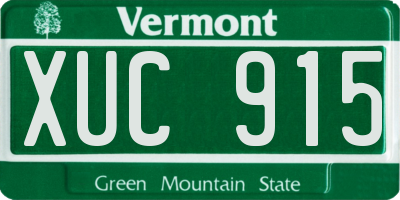 VT license plate XUC915