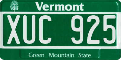 VT license plate XUC925