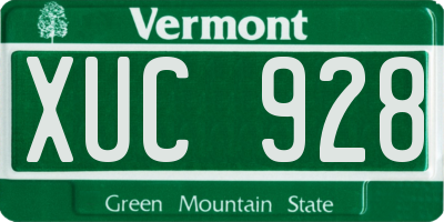 VT license plate XUC928