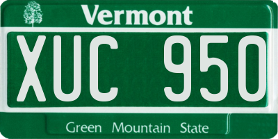 VT license plate XUC950