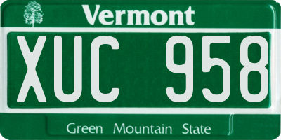 VT license plate XUC958