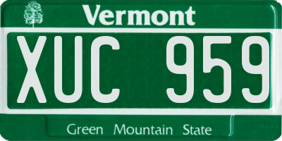 VT license plate XUC959