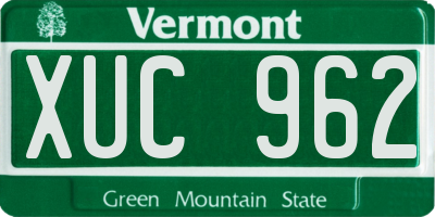 VT license plate XUC962