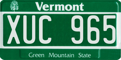 VT license plate XUC965