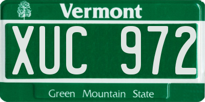 VT license plate XUC972