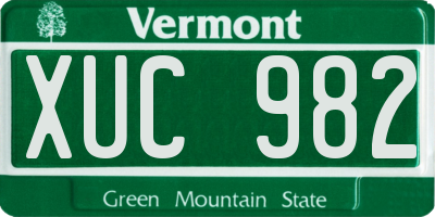 VT license plate XUC982