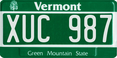 VT license plate XUC987