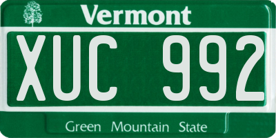 VT license plate XUC992