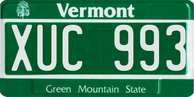VT license plate XUC993