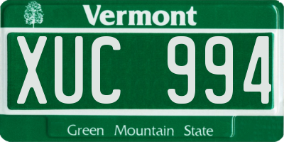 VT license plate XUC994