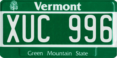 VT license plate XUC996