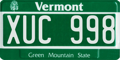 VT license plate XUC998