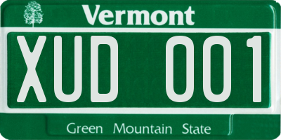 VT license plate XUD001