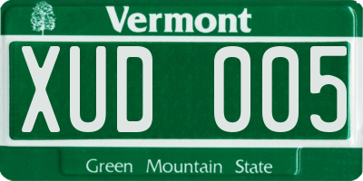 VT license plate XUD005