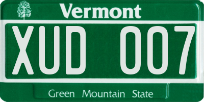 VT license plate XUD007