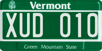 VT license plate XUD010