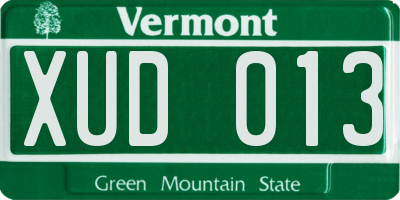 VT license plate XUD013