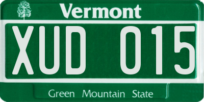 VT license plate XUD015