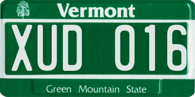 VT license plate XUD016