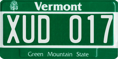 VT license plate XUD017