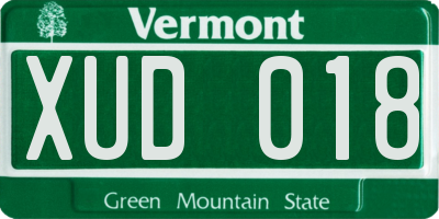 VT license plate XUD018