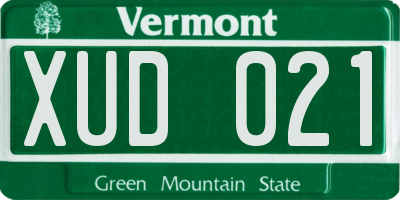 VT license plate XUD021