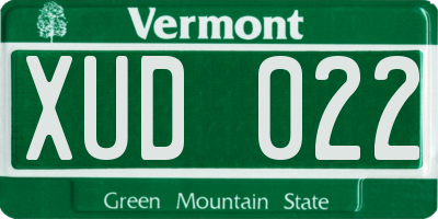 VT license plate XUD022