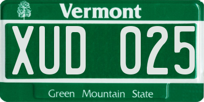 VT license plate XUD025