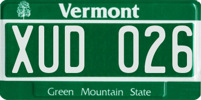 VT license plate XUD026