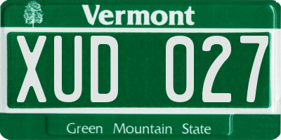 VT license plate XUD027