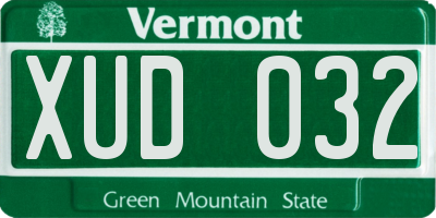 VT license plate XUD032