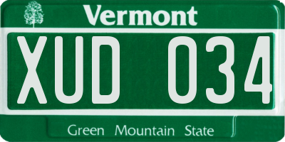 VT license plate XUD034