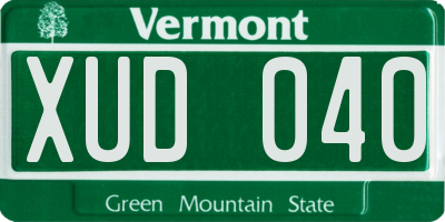 VT license plate XUD040