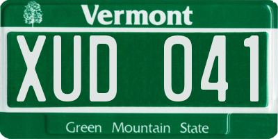 VT license plate XUD041