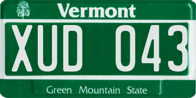 VT license plate XUD043