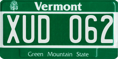 VT license plate XUD062