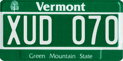 VT license plate XUD070