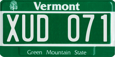 VT license plate XUD071