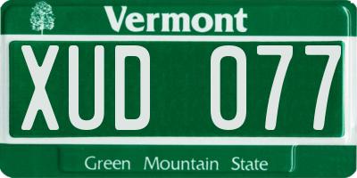 VT license plate XUD077