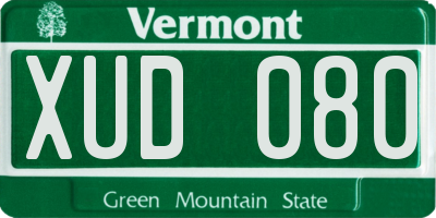 VT license plate XUD080
