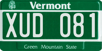 VT license plate XUD081