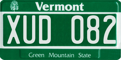 VT license plate XUD082
