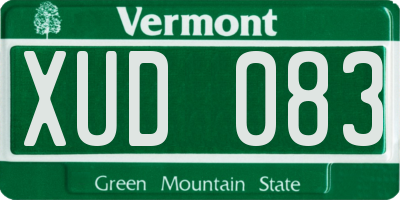 VT license plate XUD083