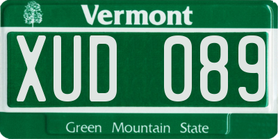 VT license plate XUD089