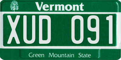 VT license plate XUD091