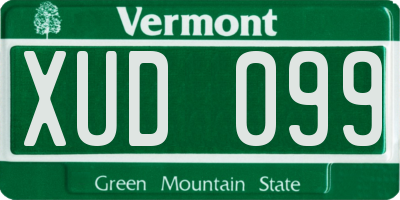 VT license plate XUD099