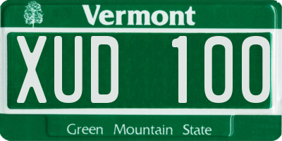 VT license plate XUD100