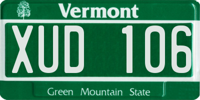 VT license plate XUD106