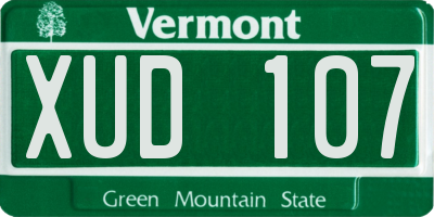VT license plate XUD107