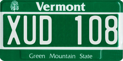 VT license plate XUD108